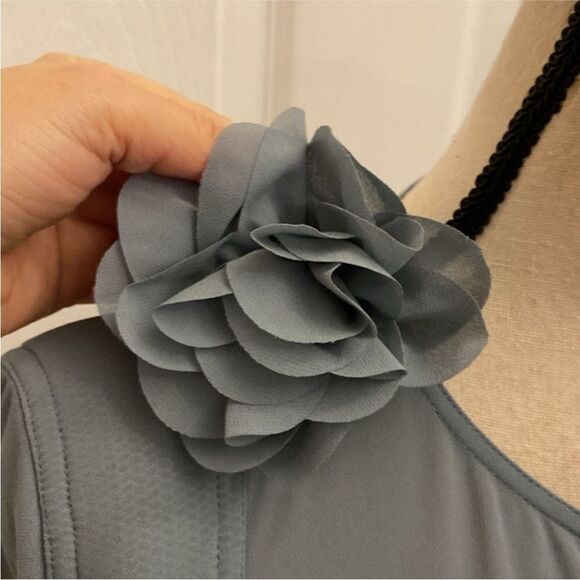 Byron Lars Elegant Blue/gray Women's Top with Floral brooch Accent, S - Picture 3 of 9